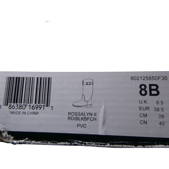 Ralph Lauren Women's Red/Black Checkered Rossalyn II Rain Boots Size 8 - Picture 10 of 10